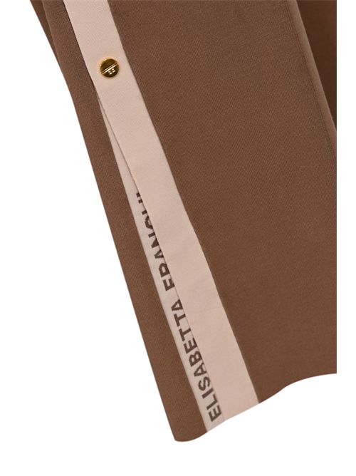 Pantaloni in maglia con bande in viscosa lucida Argilla/Burro Elisabetta Franchi | KP74S61E2727